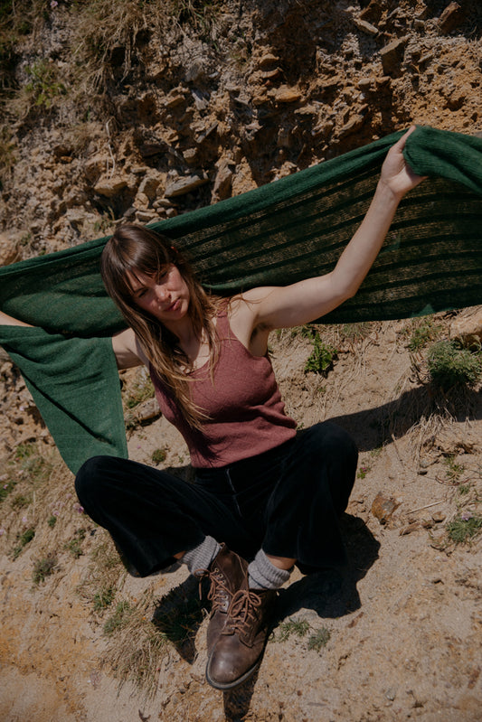 Fine Merino Lambswool Brant Wrap in Pine