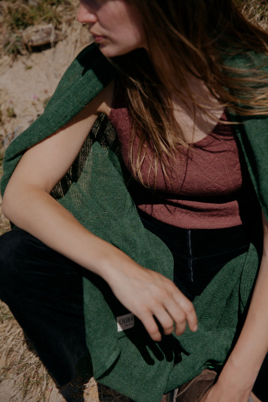 Fine Merino Lambswool Brant Wrap in Pine