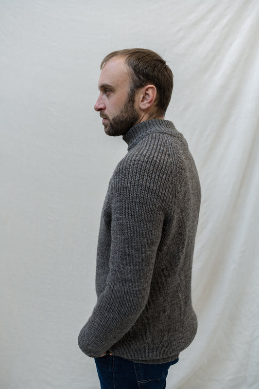 The Olann British Wool Sweater in Steel Grey