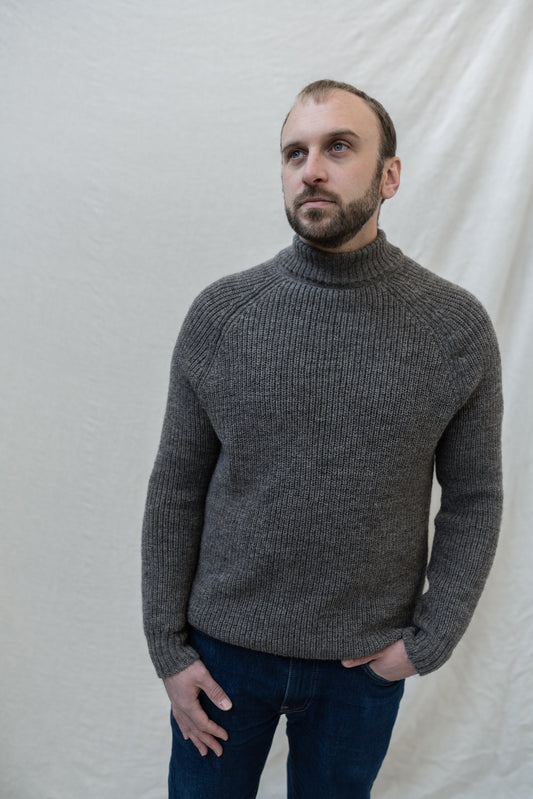 The Olann British Wool Sweater in Steel Grey