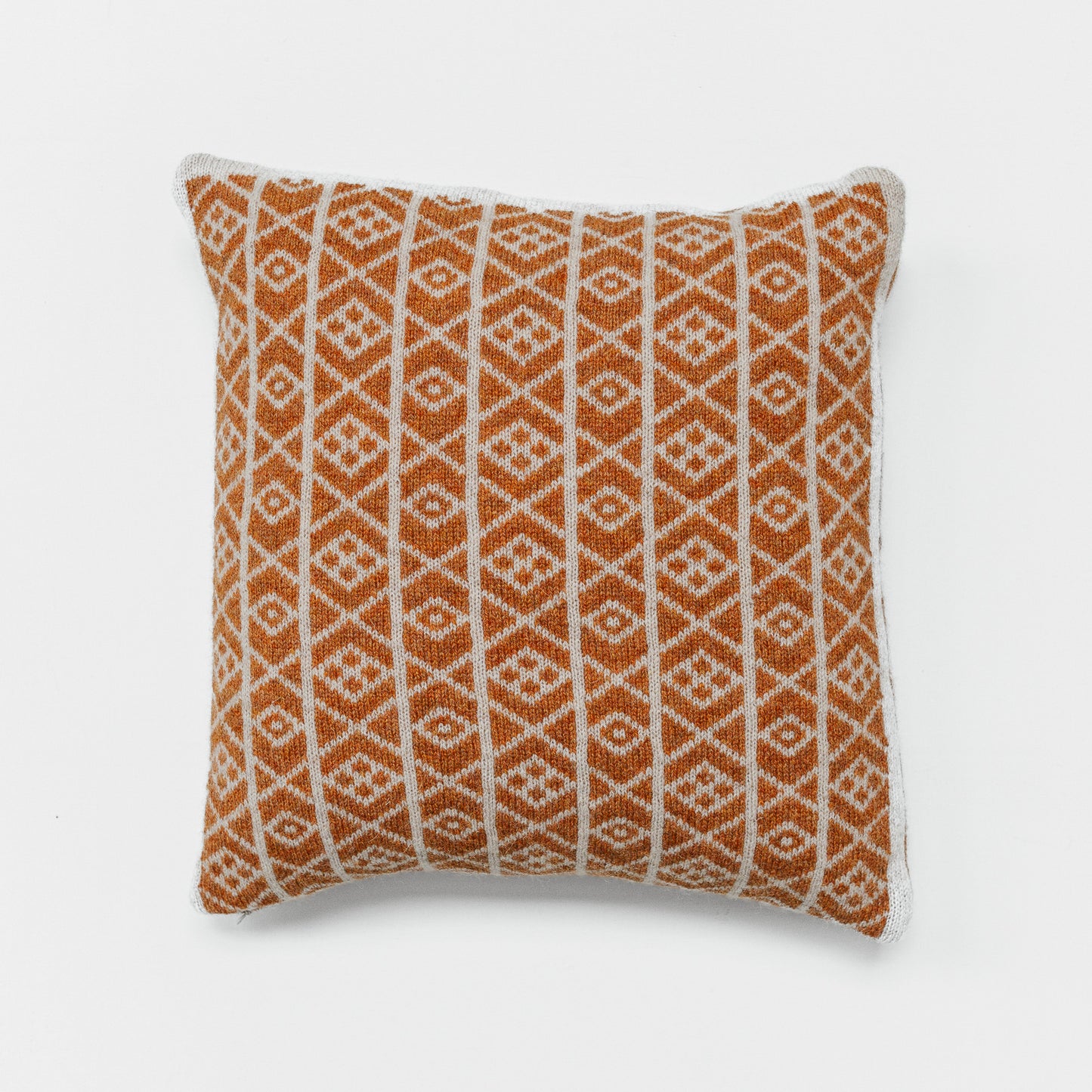 The Ruskin British Wool Jacquard Cushion in Ochre/ Cream