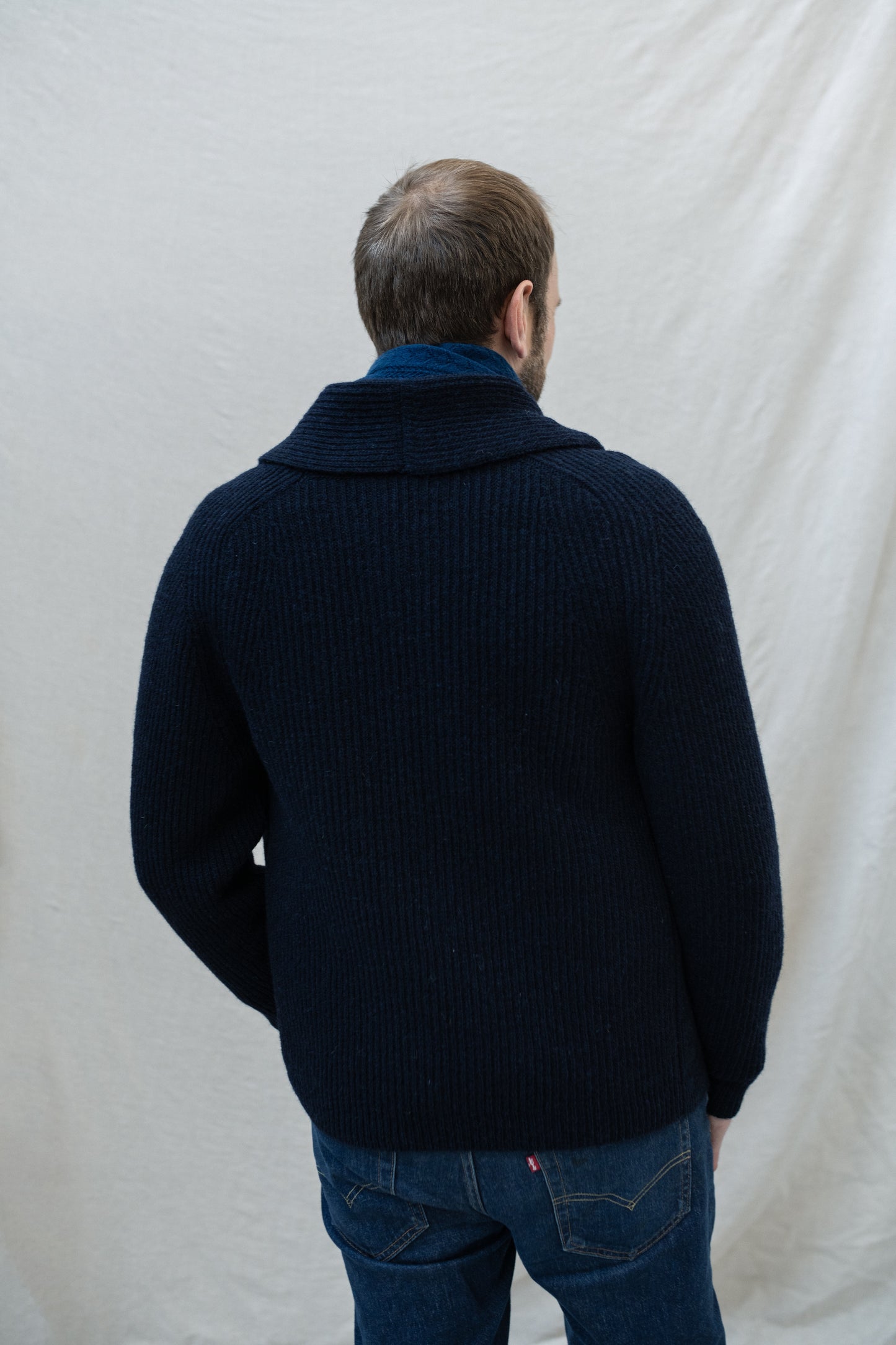 The Betheca Irish Wool Cardigan in Navy