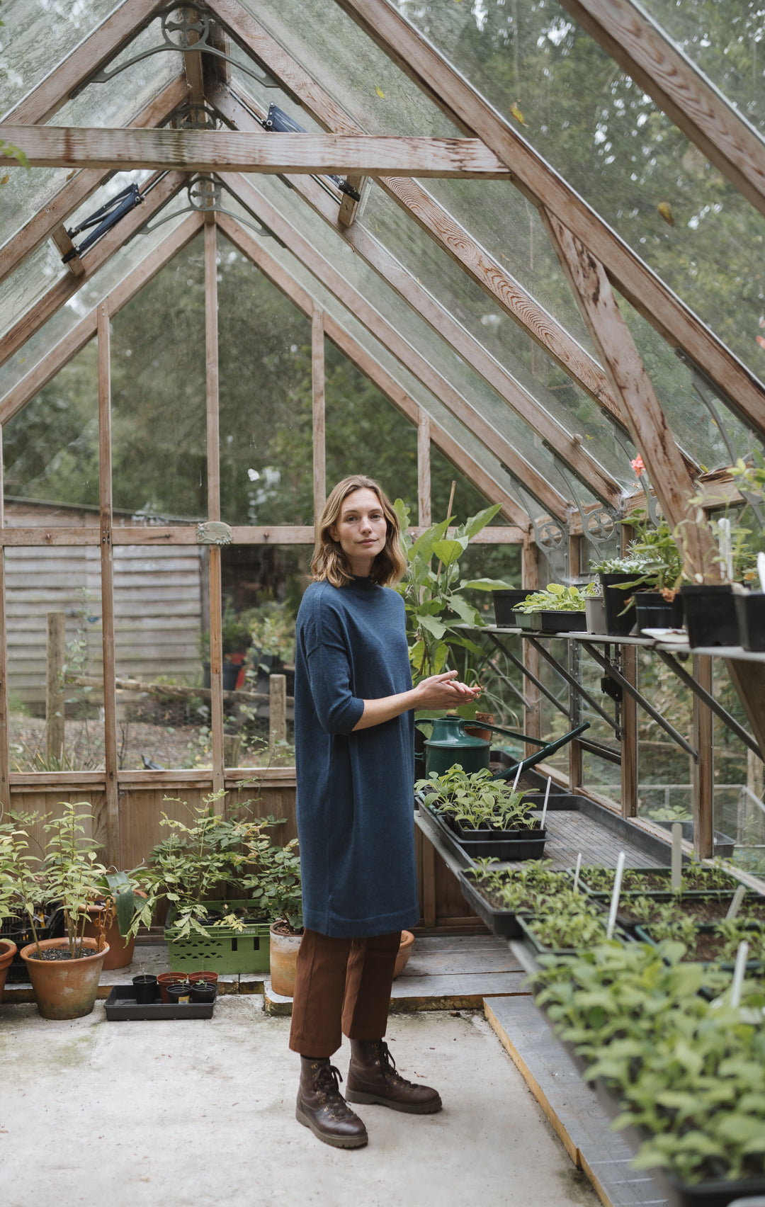 Eden Cocoon Merino Dress in Indigo Blue