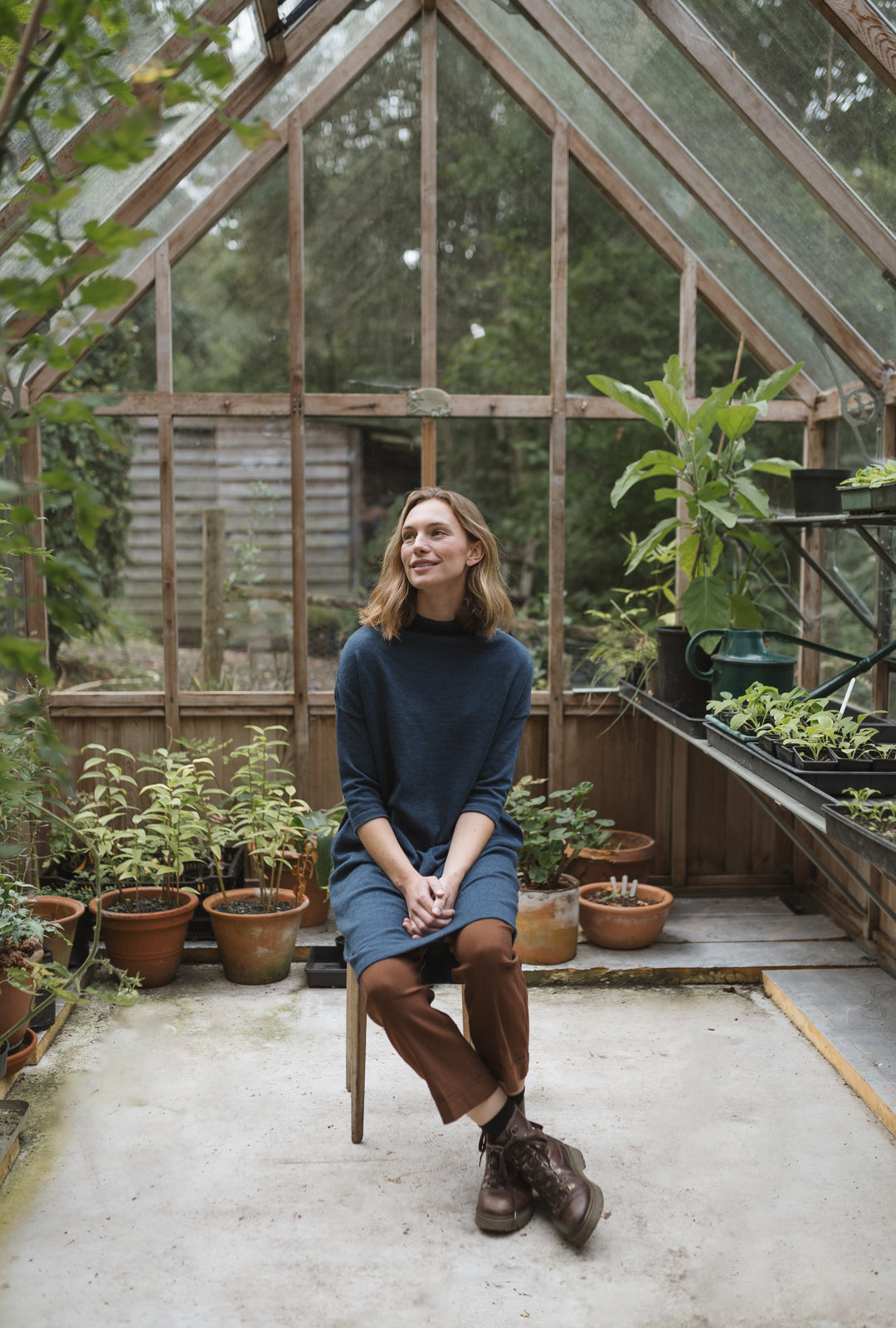 Eden Cocoon Merino Dress in Indigo Blue