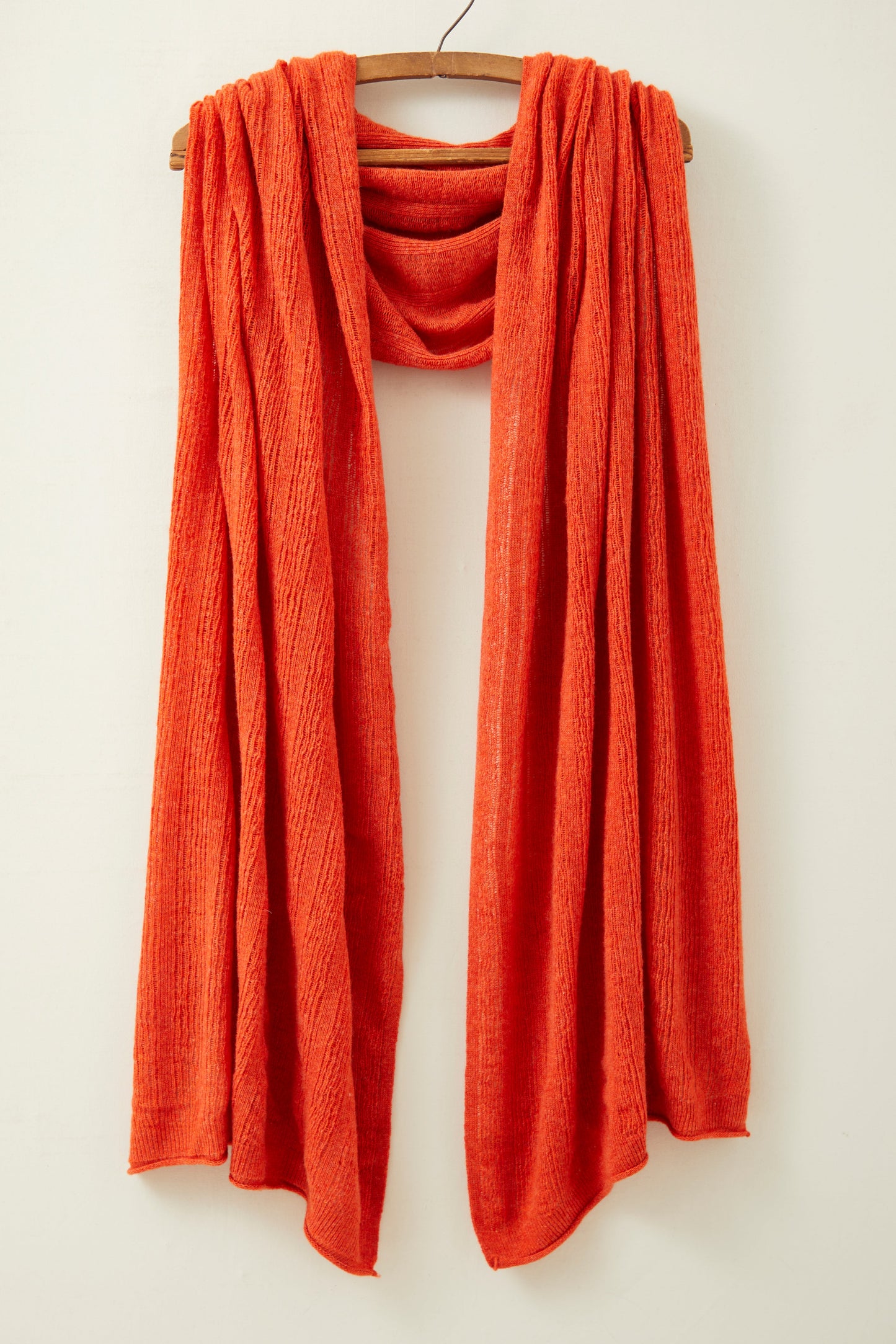 Fine Merino Lambswool Brant Wrap in Burnt Orange