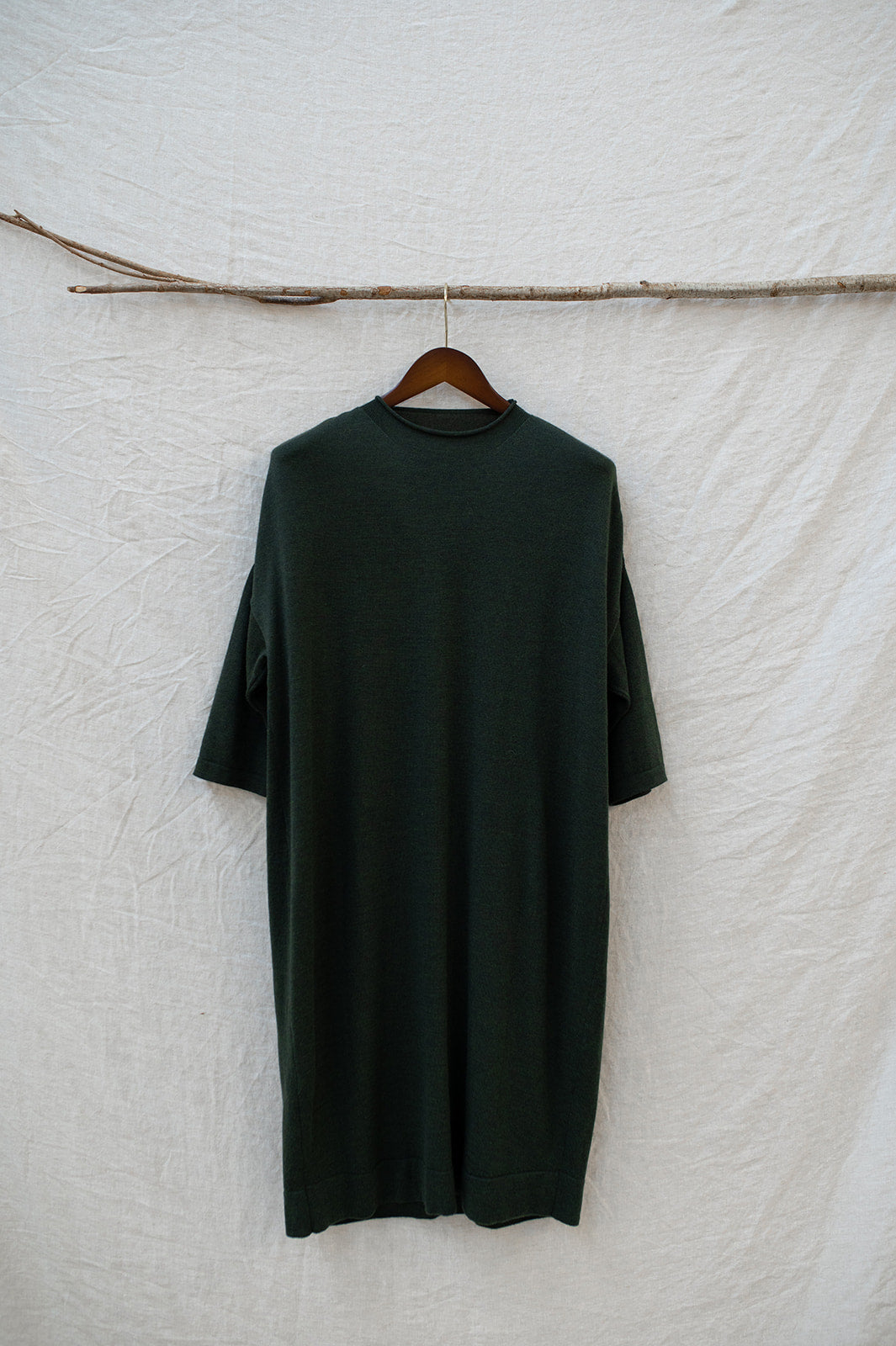 Eden Fine Merino Cocoon Dress in Deep Forest Green