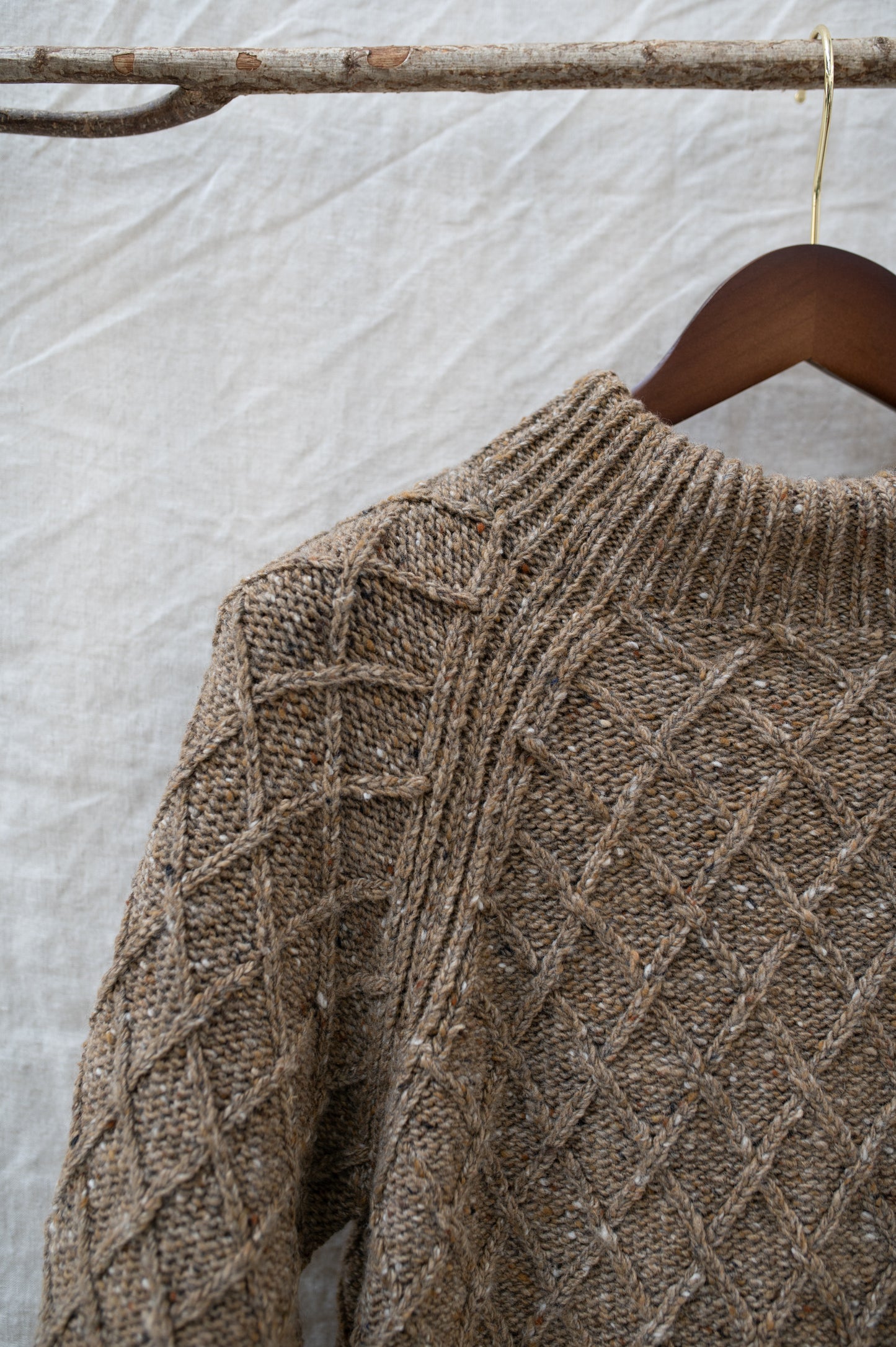 The Blisco Donegal Aran Sweater in Biscuit