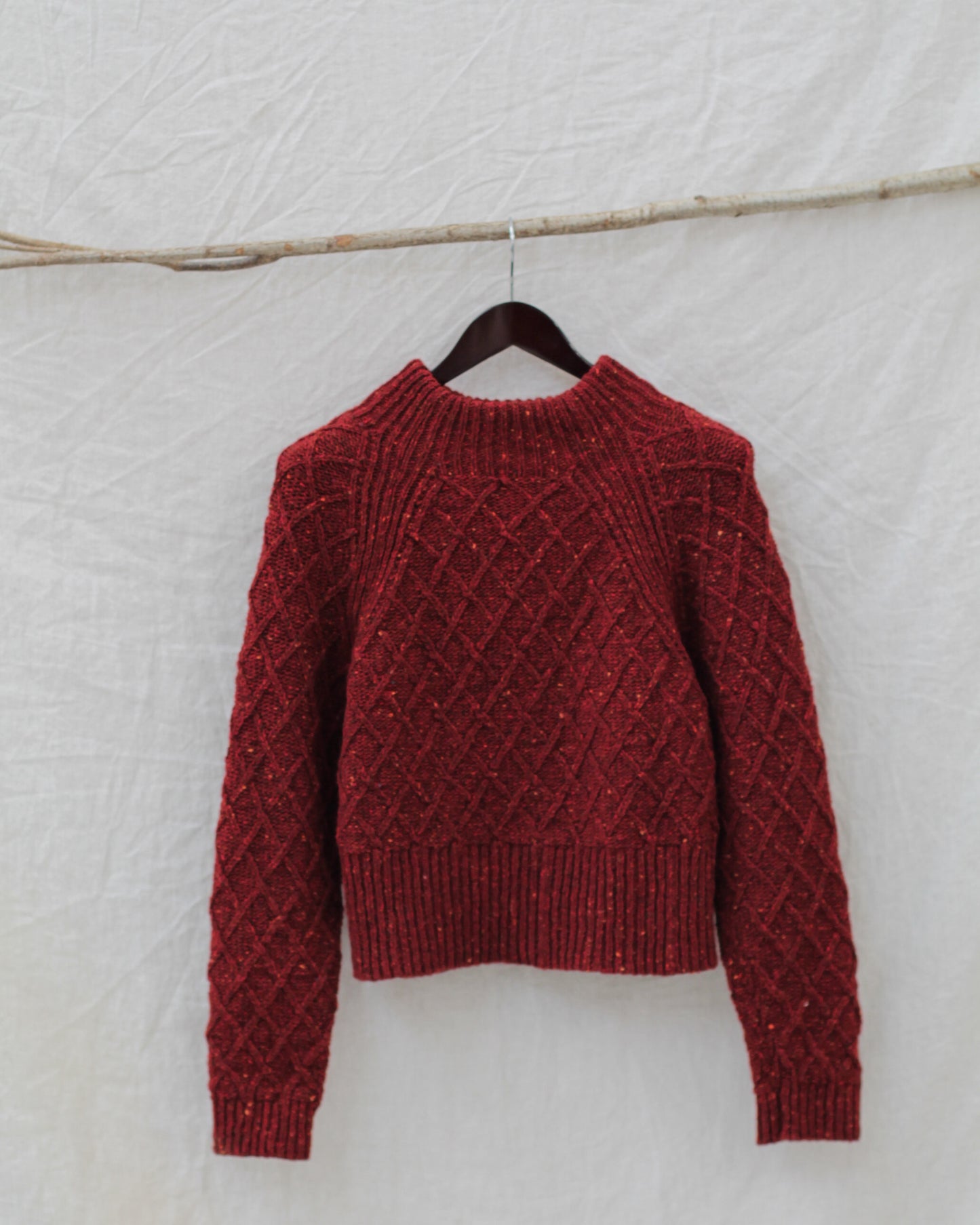 The Blisco Donegal Aran Sweater in Brick Red