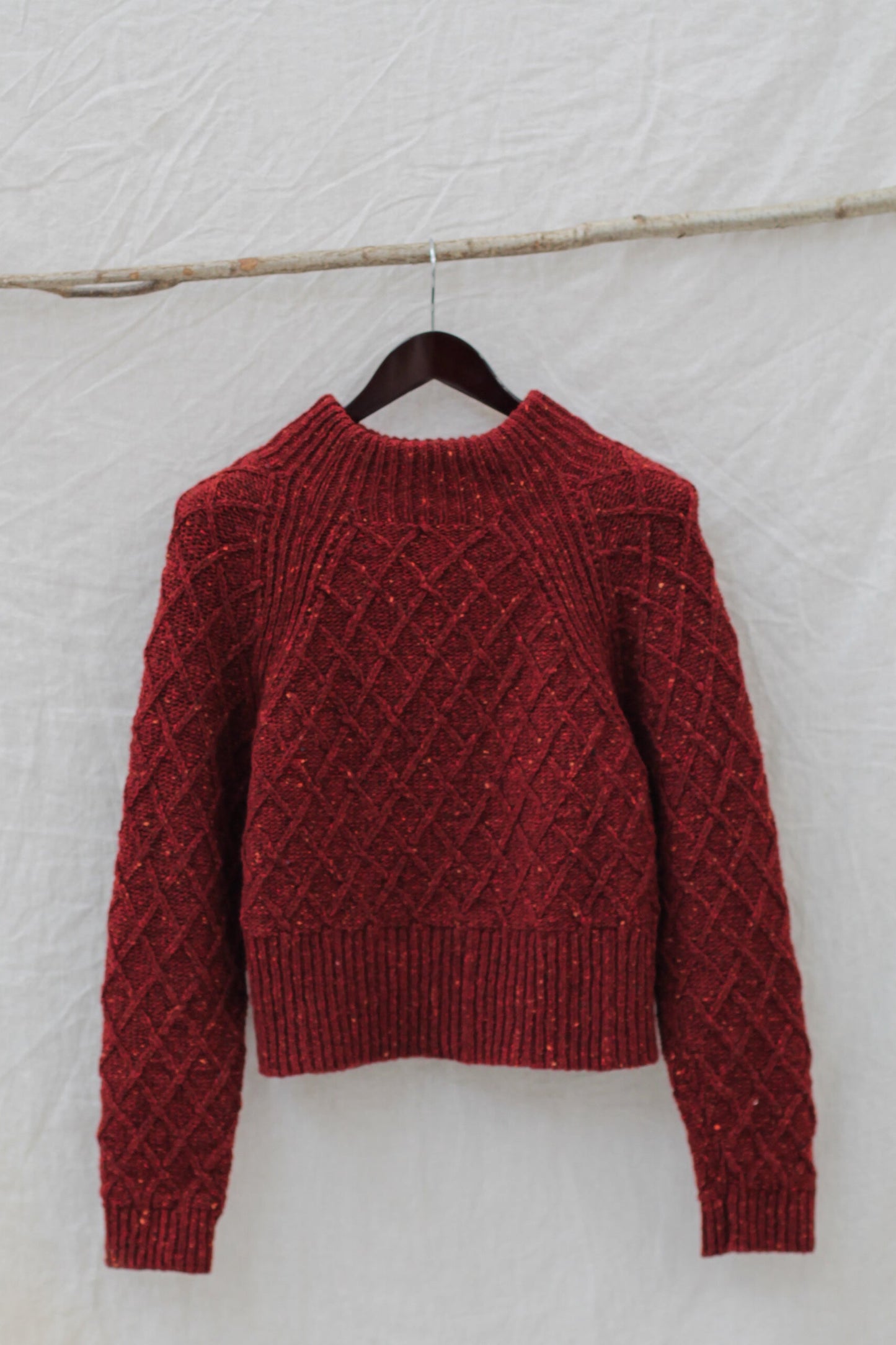 The Blisco Donegal Aran Sweater in Brick Red