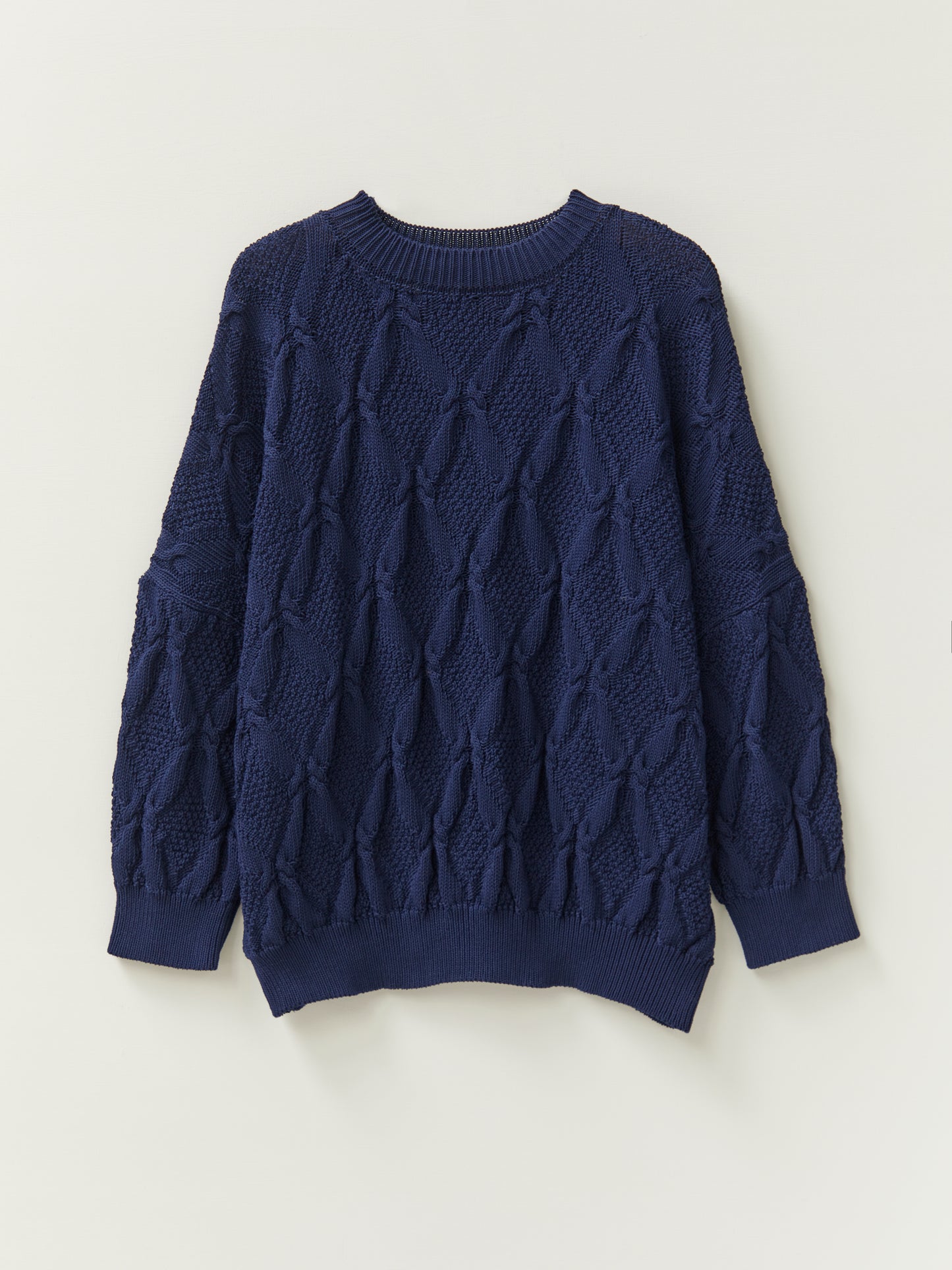 Organic Cotton Cable Sweater in French Navy