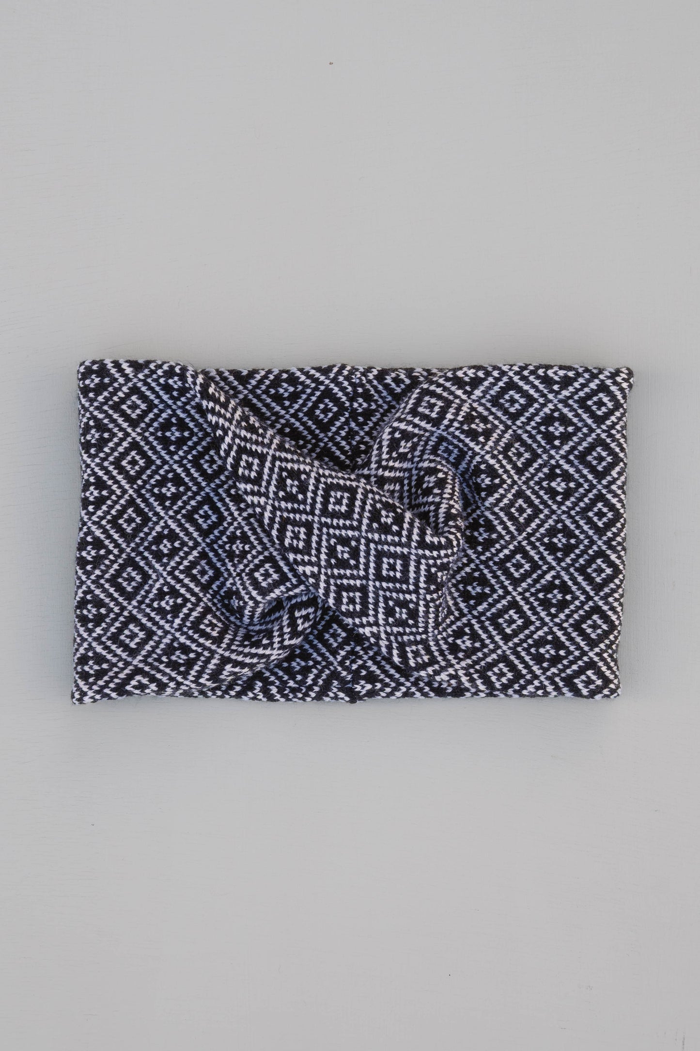 The Nora Merino Headwrap/Cowl in Navy and White