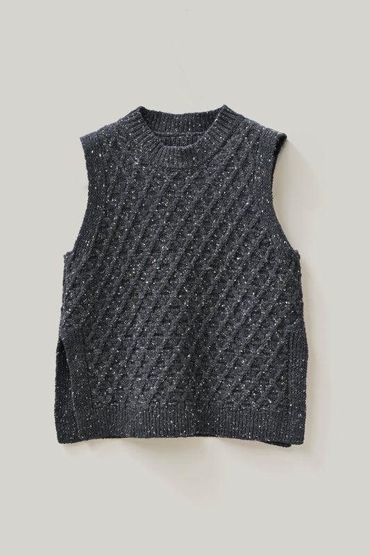 The Lawson Donegal Merino Wool Vest in Charcoal