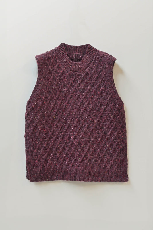 The Lawson Donegal Merino Wool Vest in Mulberry