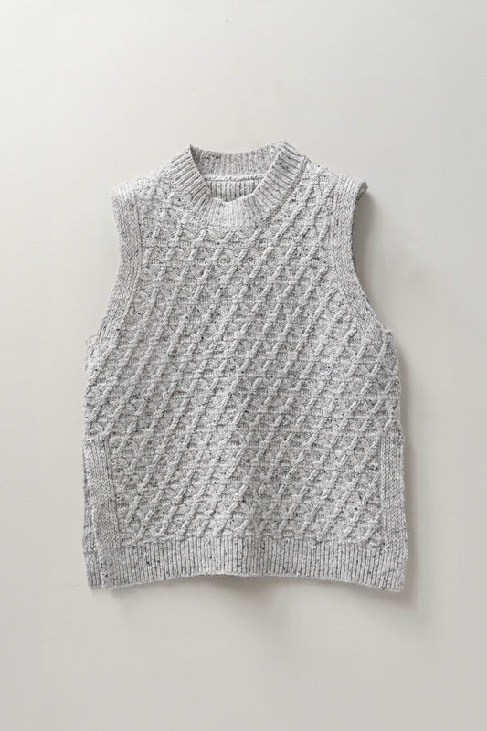 The Lawson Donegal Merino Wool Vest in Stone