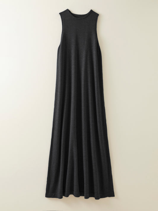 Eden Fine Wool Maxi Dress in Charcoal