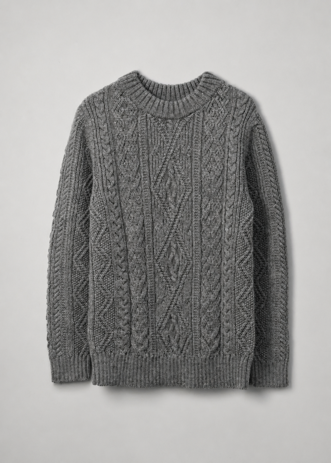 The Lugh British Wool Cable Sweater in Steel Grey