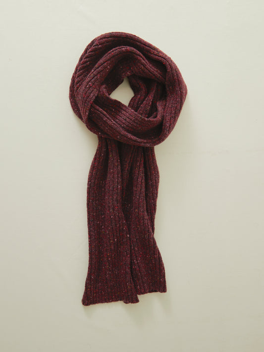 Donegal Merino Wool Rib Scarf in Mulberry