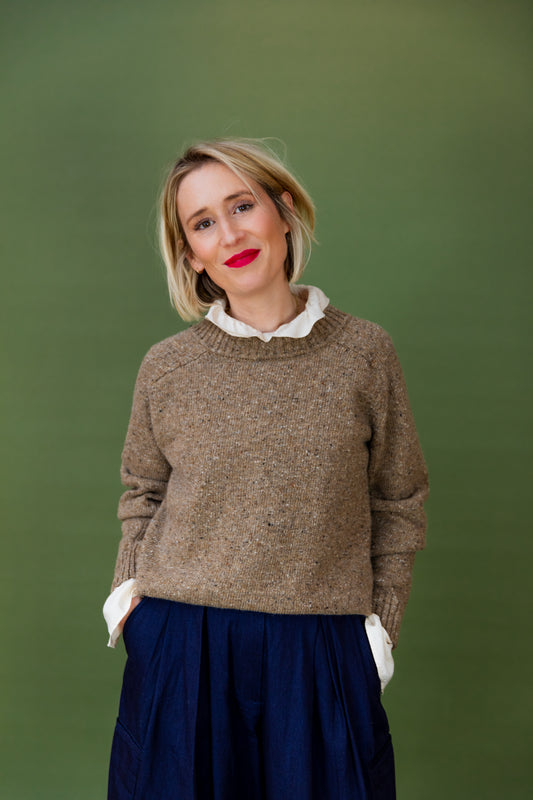 Donegal Merino Wool Sweater in Biscuit