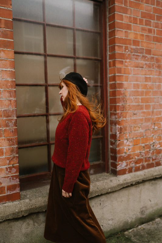 Donegal Merino Wool Sweater in Brick Red