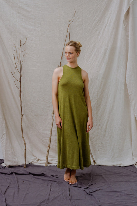 Eden Merino Midi Dress in Olive