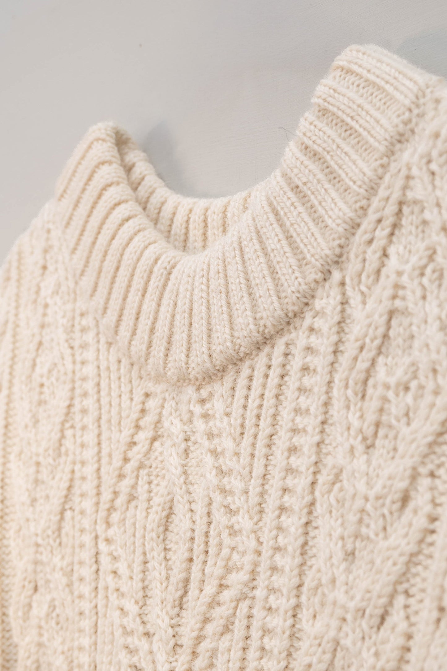 The Freyja British Wool Cable Vest in Ecru