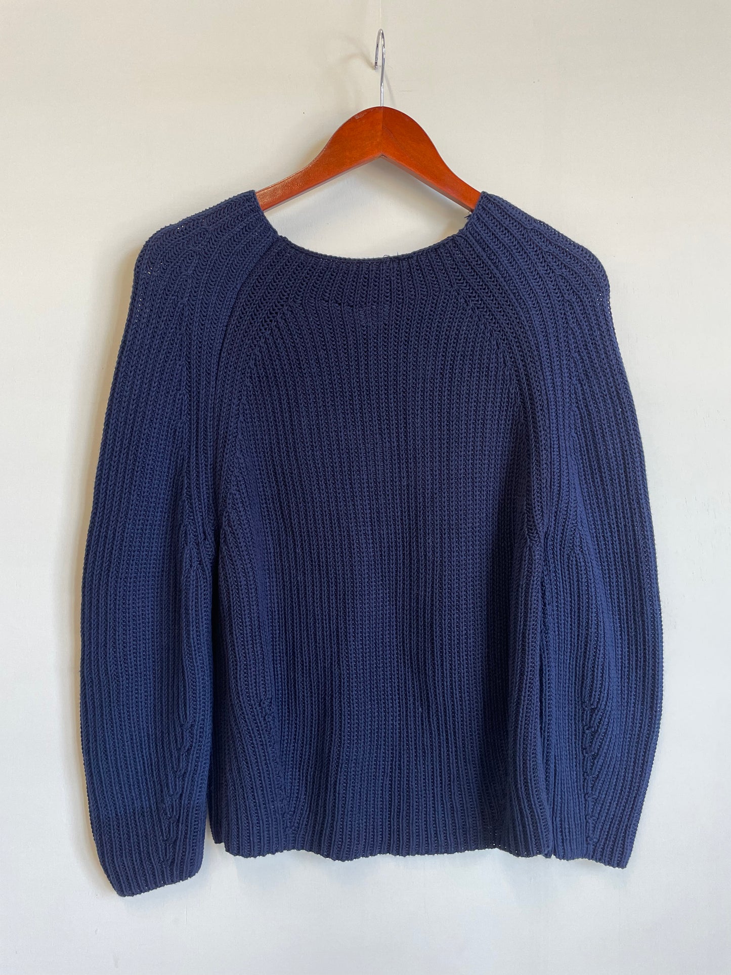 The Claife Organic Cotton Fisherman Rib Sweater in French Navy- SAMPLE