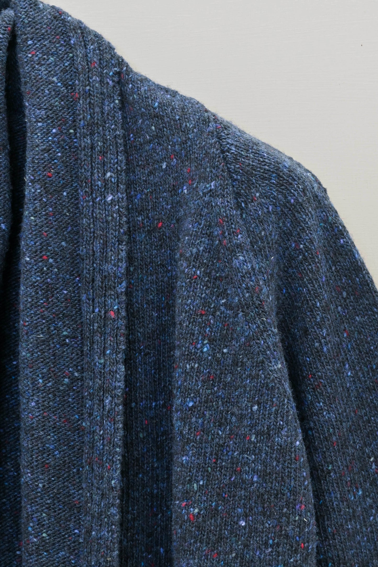 The Kent Donegal Merino Wool Short Cardigan in Ink