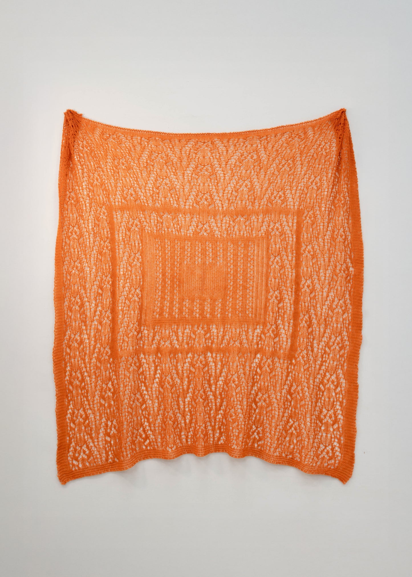 The Laura Pointelle Merino Cashmere Silk Scarf In Tangerine