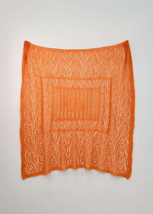 The Laura Pointelle Merino Cashmere Silk Scarf In Tangerine