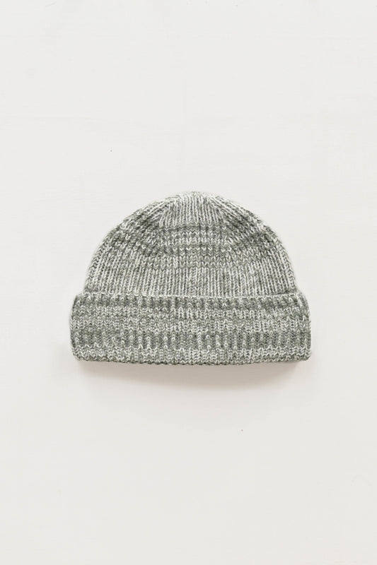 British Wool Beanie in Lichen / Ecru