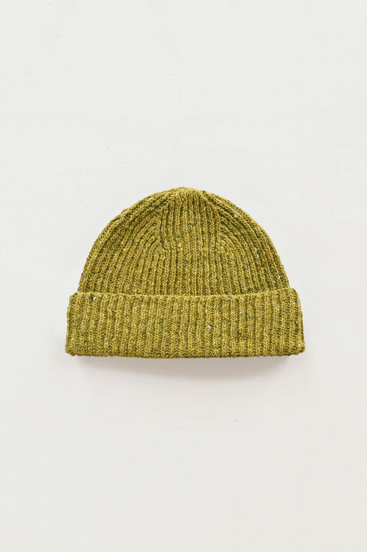 Donegal Merino Wool Beanie Hat in Lime