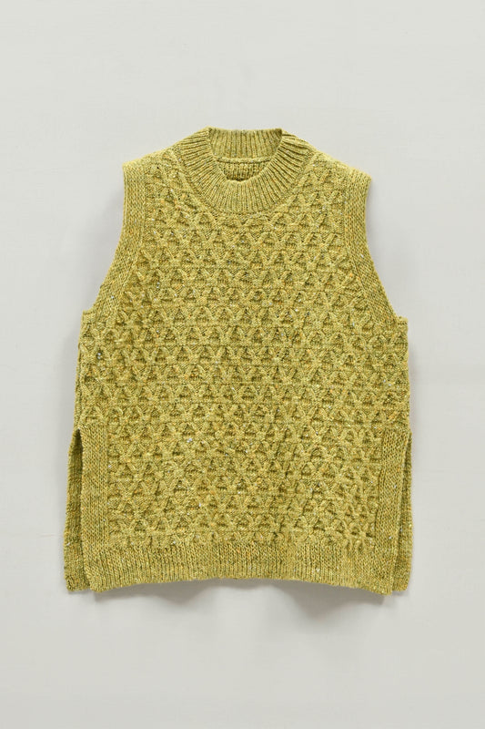 The Lawson Donegal Merino Wool Vest in Lime