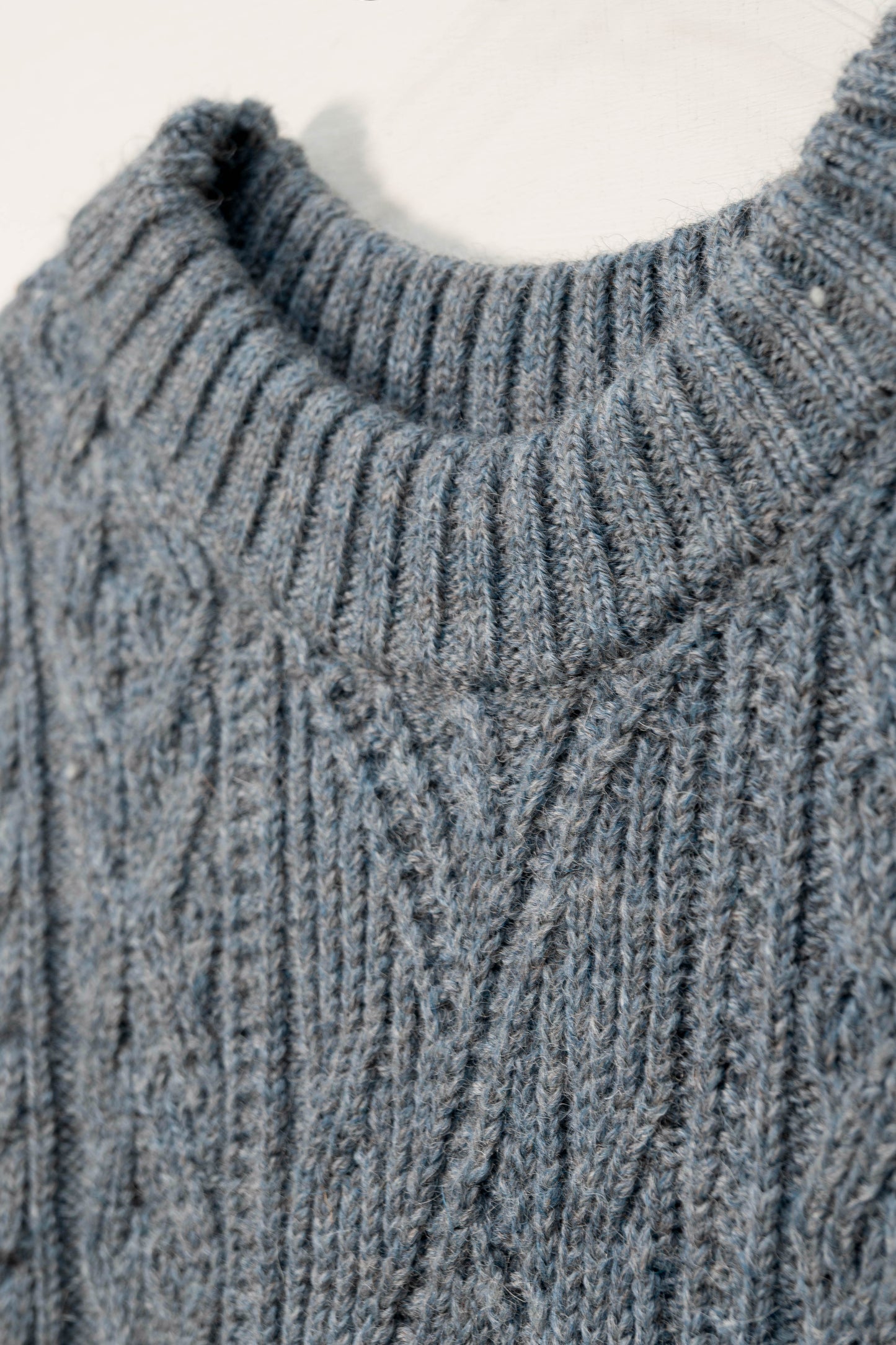 The Lugh British Wool Cable Sweater in Slate Blue