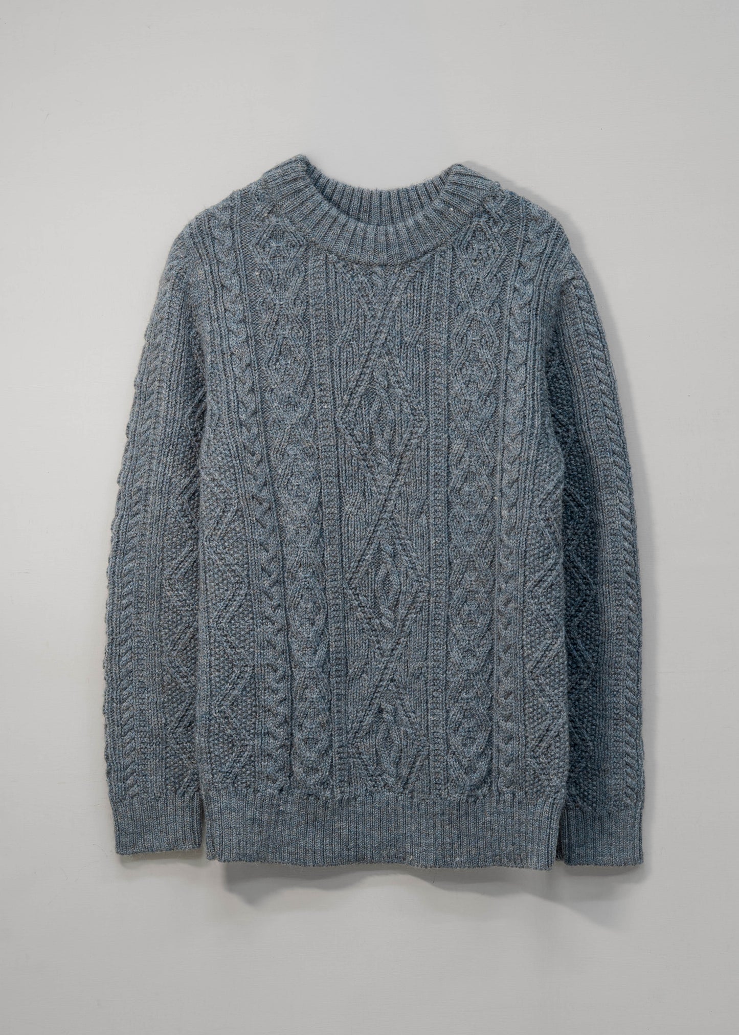 The Lugh British Wool Cable Sweater in Slate Blue