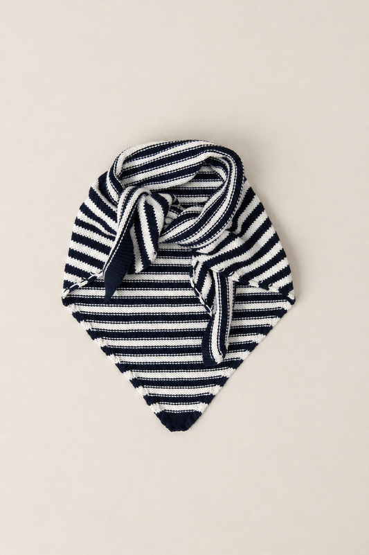 The Morvan Organic Cotton Triangle Scarf in French Navy/Chalk