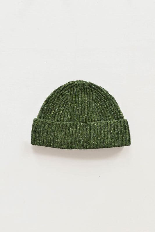 Donegal Merino Wool Beanie Hat in Moss