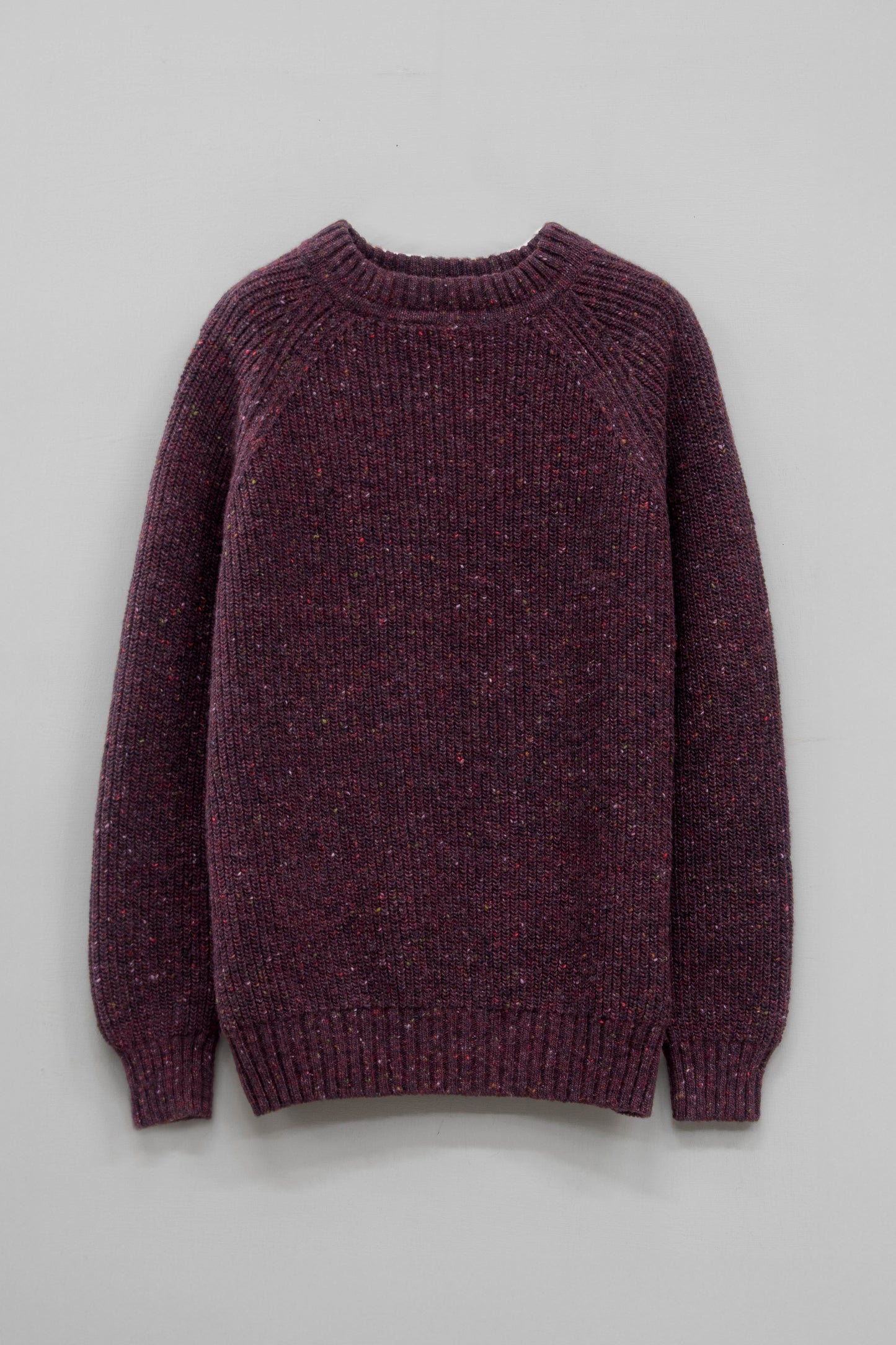 The Olann Donegal Merino Crew Neck Sweater in Mulberry