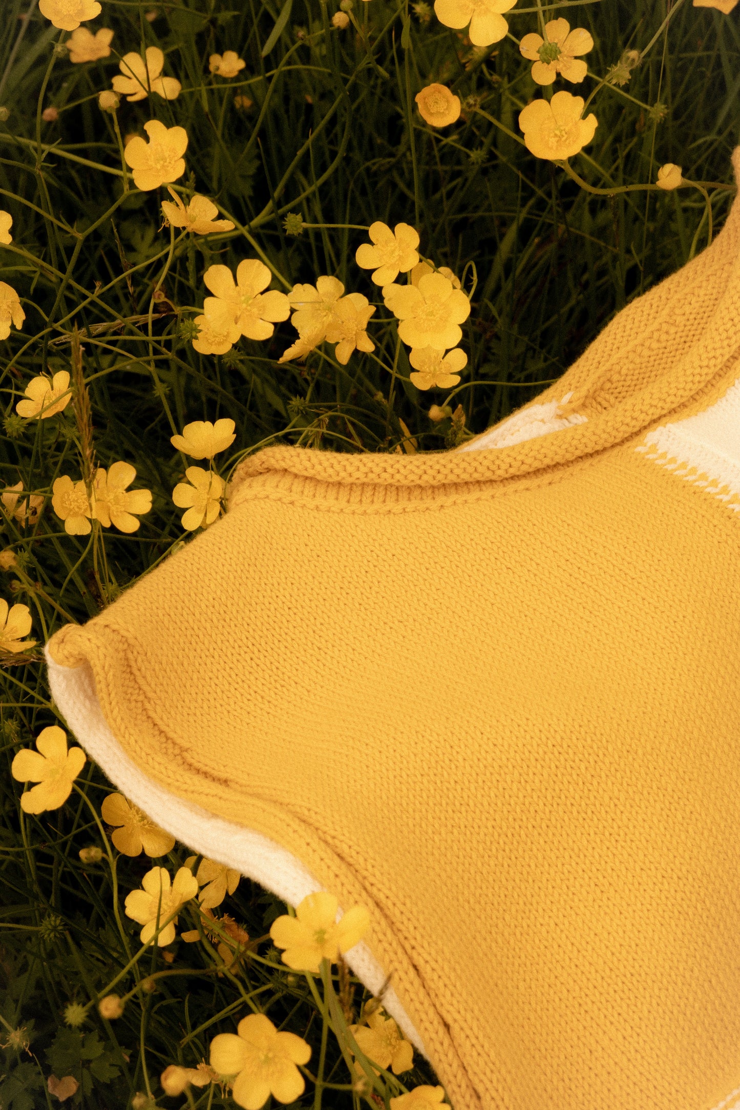 Organic Cotton Quadrant Vest in Lemon / Chalk