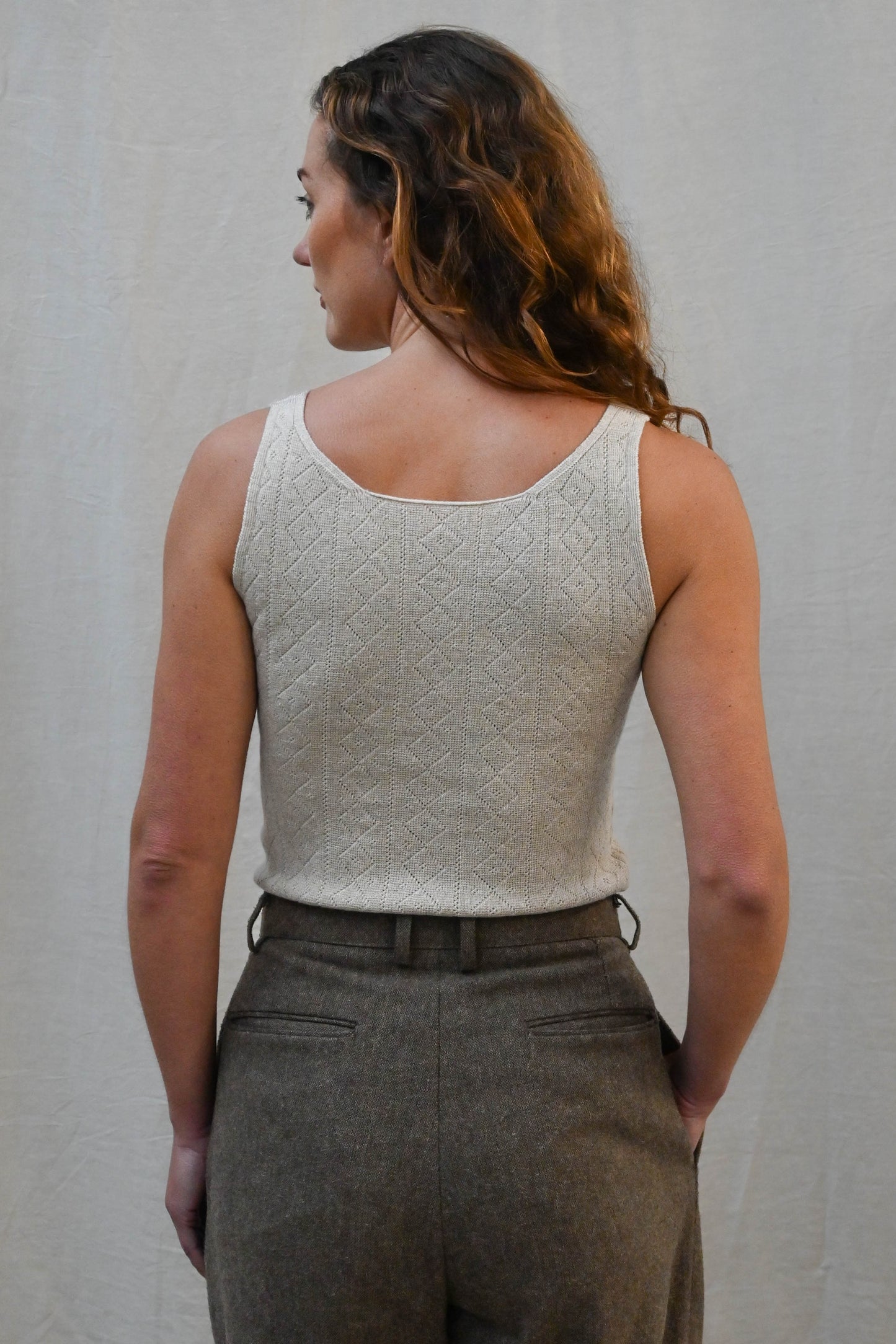 'Tricot de Peau' Fine Merino Camisole Top in Oatmeal