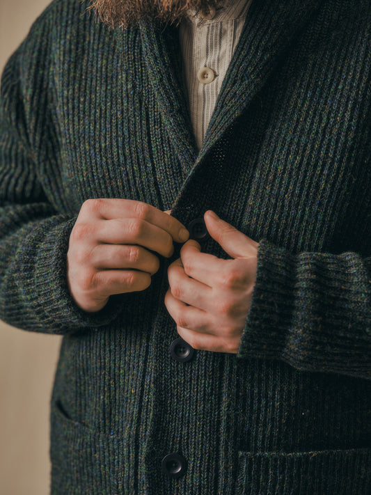 The Betheca Irish Wool Cardigan in Petrol