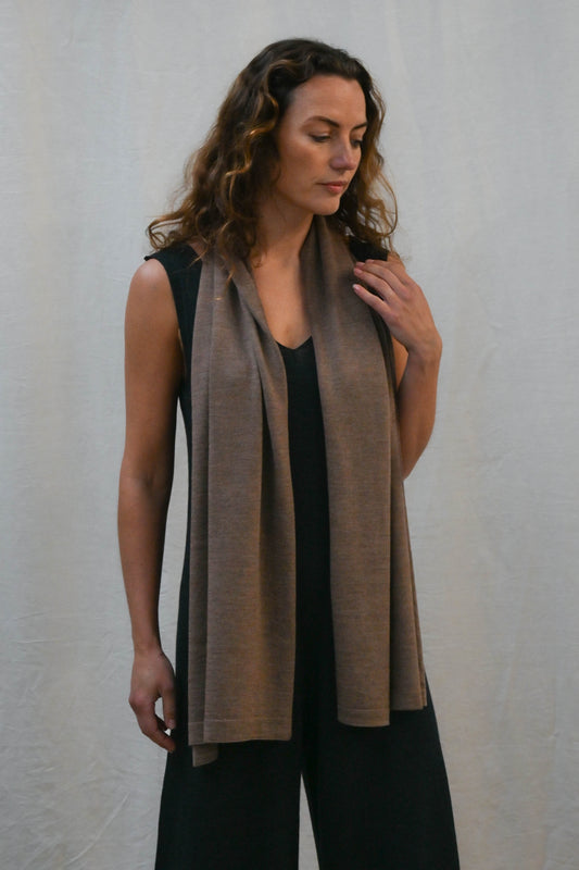 The Eden Fine Merino Wool Scarf in Mushroom