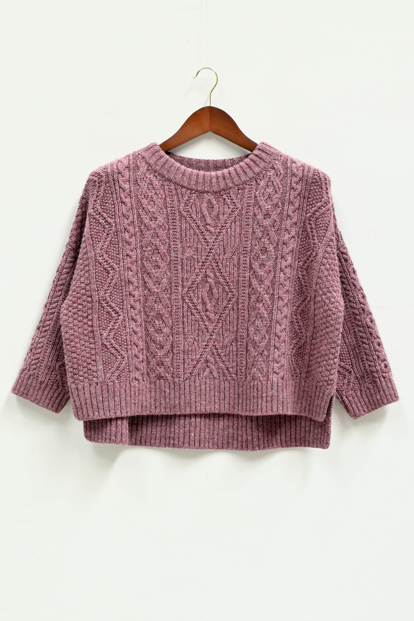 The Freyja British Wool Cable Sweater in Calluna - Sample XS