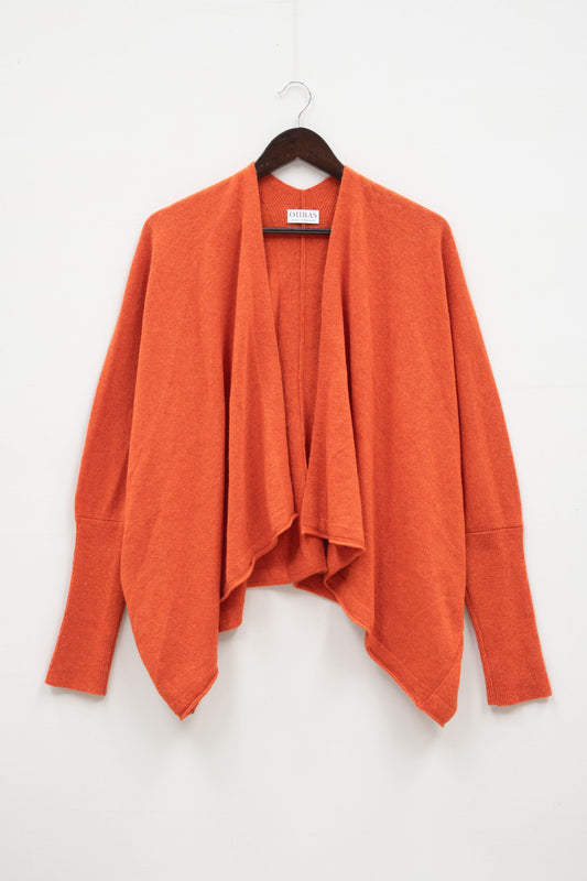 Eden Fine Merino Wrap Cardigan in Burnt Orange - Size 2 Longer Length