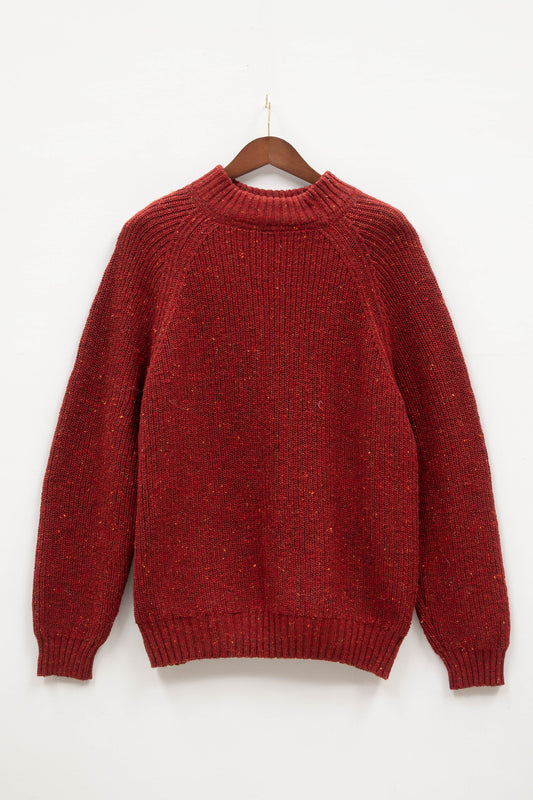 The Olann Men's Donegal Merino Sweater in Brick Red - XL/XXL - Sample