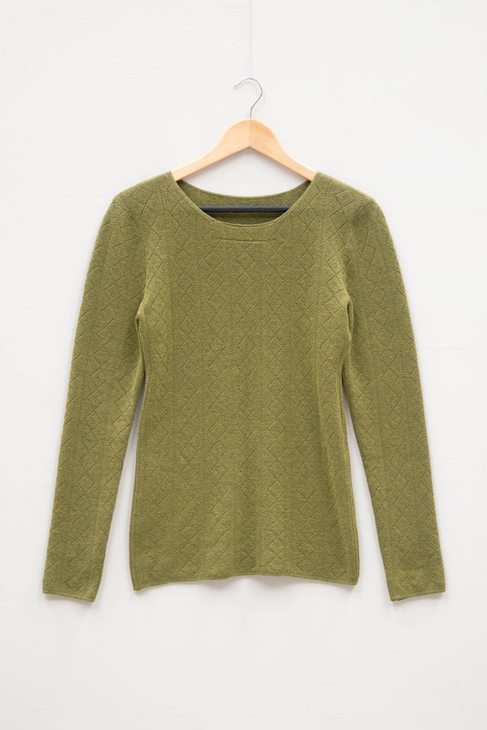 'Tricot de Peau' Fine Merino Wool Base Layer in Leaf - Size 10/12 - Slight Second