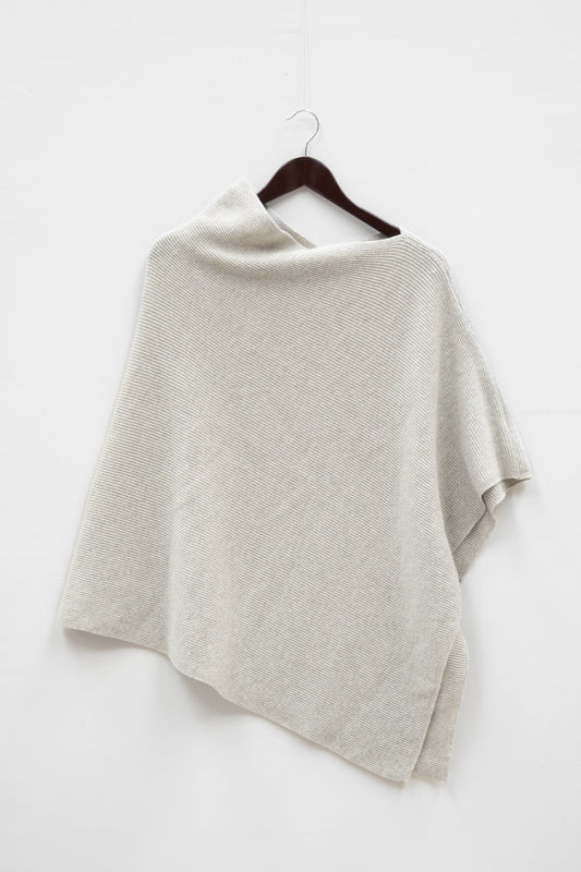 Fine Rib Lambswool Poncho in Grey - Slight Second