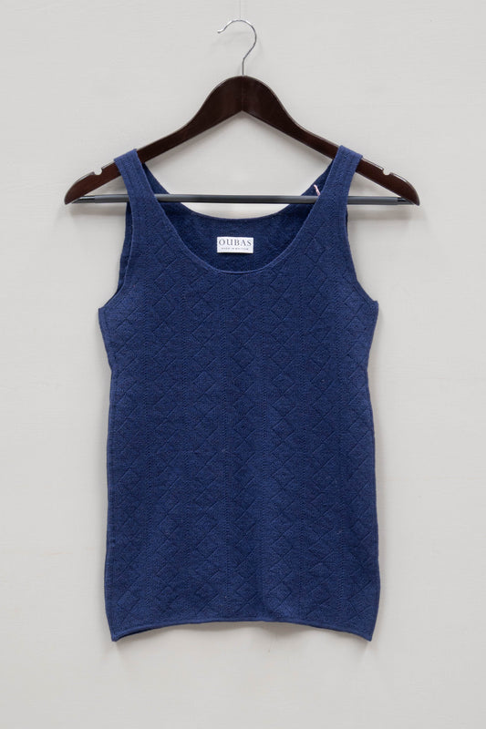 'Tricot de Peau' Fine Merino Camisole Top in Royal Blue - Size 10 - Slight Second