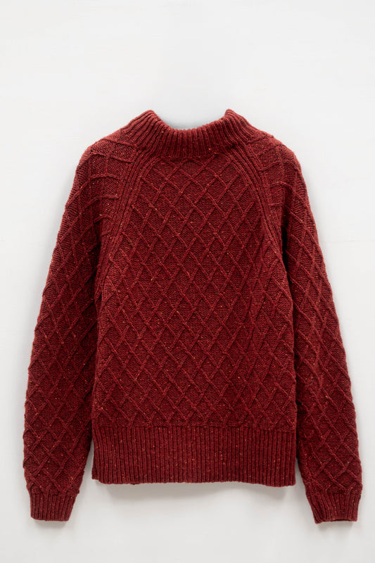 The Blisco Donegal Aran Tunic in Brick Red - XL