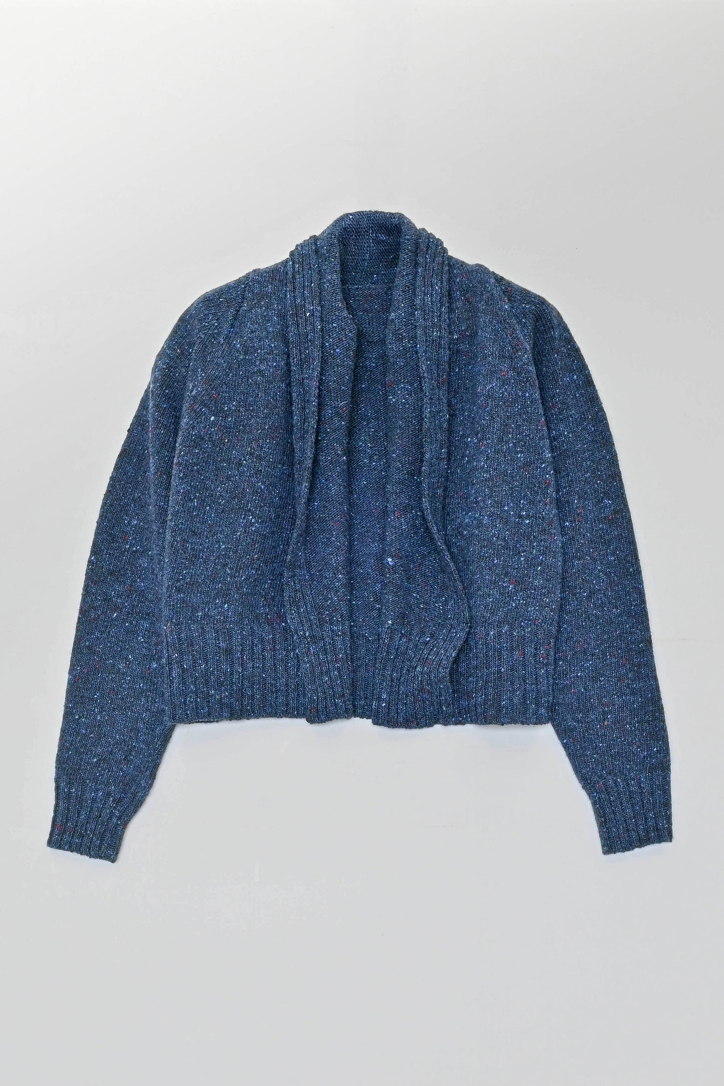 The Kent Donegal Merino Wool Short Cardigan in Ink