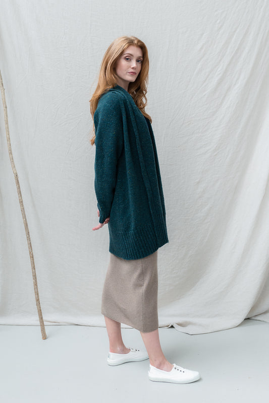 The Kent Donegal Merino Wool Cardigan in Charcoal